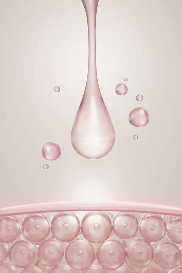 3D illustration of liquid drops being absorbed into skin cells. Get glutathione antioxidant injections from Christine Collins, MD in Westside/Beverly Hills.