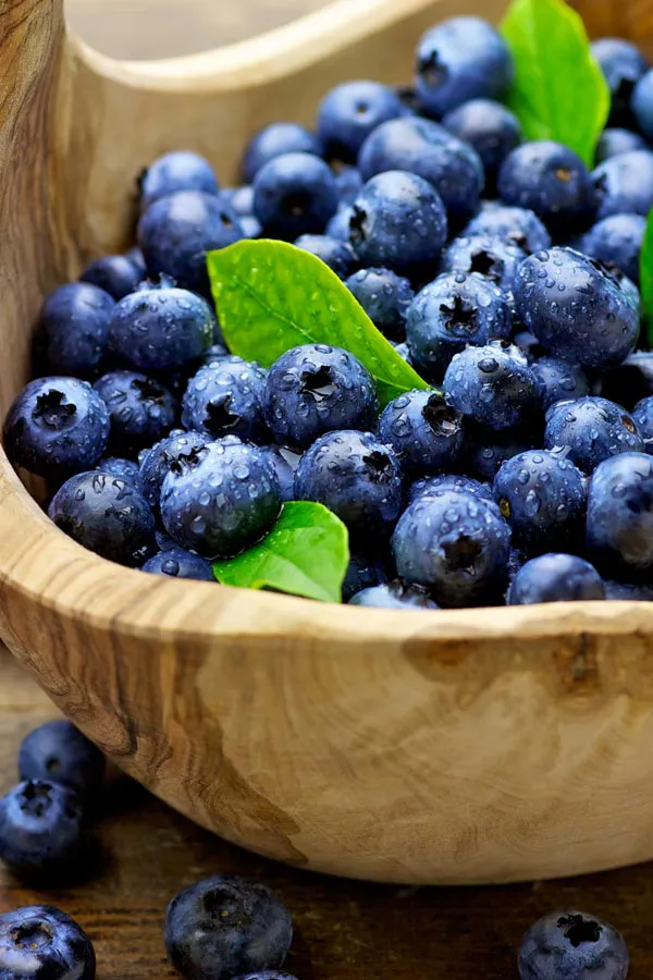 A bowl of refreshing, nourishing blueberries in a wooden bowl, representing IV therapy from Frank Lanzisera, D.C. in Tampa Bay Metro.