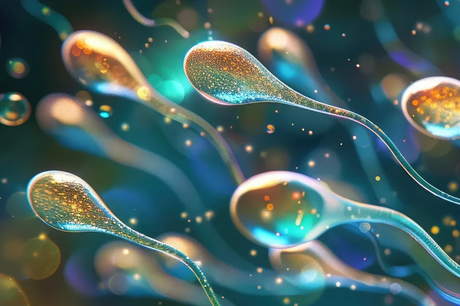 3D illustration of sperm swimming. Get low sperm count treatment from Frank Lanzisera, D.C. in Tampa Bay Metro.