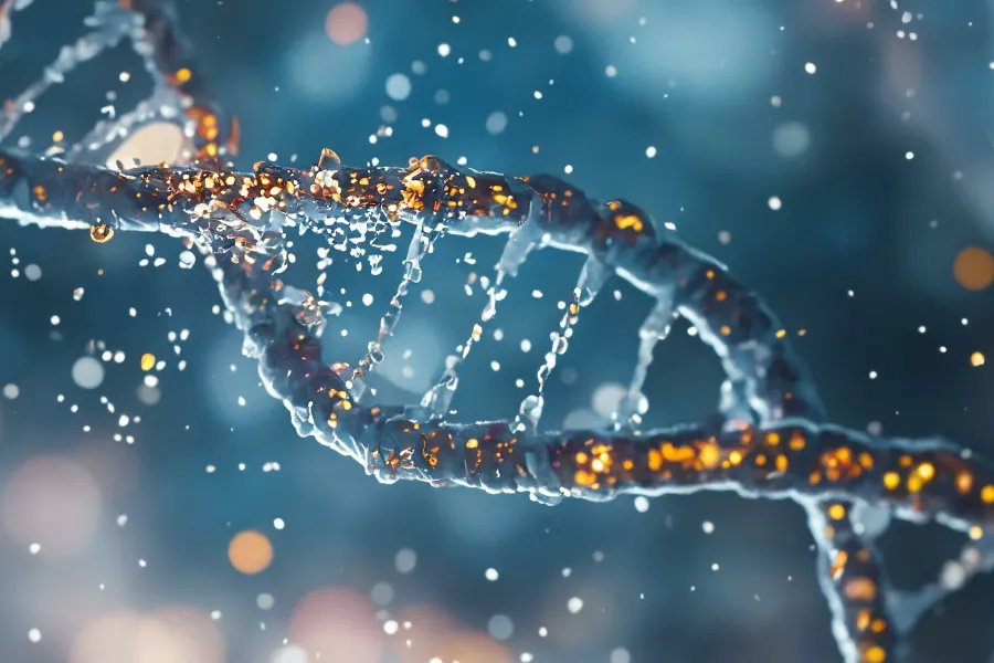 3D illustration of a DNA spiral. Schedule regenerative medicine treatment from Frank Lanzisera, D.C. in Tampa Bay Metro.